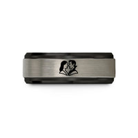 couples matching tungsten rings – black & silver tungsten vampire couple silhouette wedding band