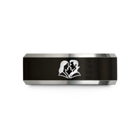 couples matching tungsten rings – black & grey tungsten vampire couple silhouette wedding band