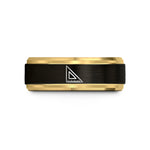 engraved couple wedding rings – black & gold tungsten set square wedding band