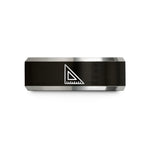 engraved couple wedding rings – black & grey tungsten set square wedding band