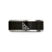 engraved couple wedding rings – black & grey tungsten set square wedding band
