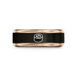 ladies tungsten rings wedding – black & rose gold tungsten sushi roll wedding band