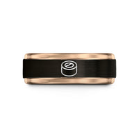 ladies tungsten rings wedding – black & rose gold tungsten sushi roll wedding band