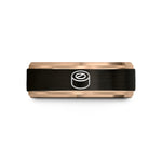 matching tungsten rings set – black & rose gold tungsten sushi roll wedding band