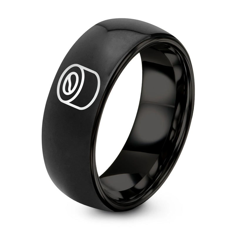 Sushi Roll – Tungsten Wedding Band, 8 mm, Black Comfort-Fit Unisex