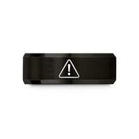 personalized wedding ring sets – black tungsten caution triangle wedding band