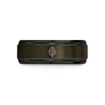 engraved wedding bands – gunmetal & black tungsten flaming sword wedding band