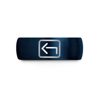 couples rings with engraving – blue tungsten backspace key wedding band