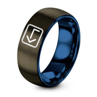 His And Hers Wedding Ring Set – gunmetal & blue tungsten backspace key ring