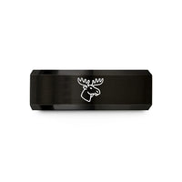 unisex wedding ring set – black tungsten moose wedding band