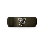 matching wedding bands set – gunmetal & black tungsten moose wedding band