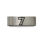 engraved promise ring set – gray tungsten number 7 wedding band