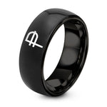 His And Hers Wedding Ring Set – black tungsten peso symbol ring