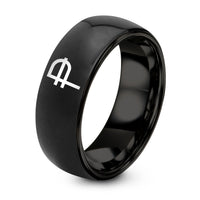 His And Hers Wedding Ring Set – black tungsten peso symbol ring