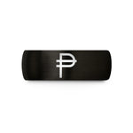 matching couple ring set – black tungsten peso symbol wedding band