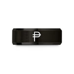tungsten wedding band set – black tungsten peso symbol wedding band