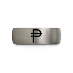 tungsten wedding band set – grey tungsten peso symbol wedding band