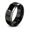 Straif Ogham Glyph – Tungsten Wedding Band, 8 mm, Grey, Black Comfort-Fit Unisex