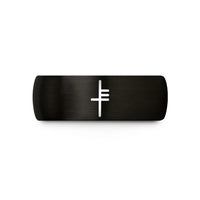 matching couples wedding bands – black tungsten straif ogham glyph wedding band
