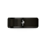 tungsten comfort fit rings – black tungsten straif ogham glyph wedding band