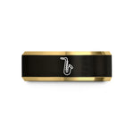 tungsten rings for couples – black & gold tungsten alto saxophone wedding band