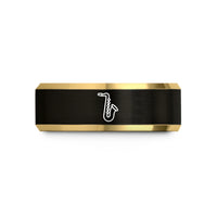 tungsten rings for couples – black & gold tungsten alto saxophone wedding band