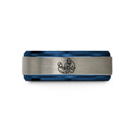 tungsten bands for wedding – blue & grey tungsten bjj grapple wedding band