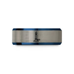 matching bands for couples – blue & gray tungsten bunsen burner wedding band