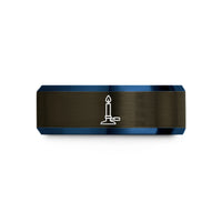 tungsten bands for him – gunmetal & blue tungsten bunsen burner wedding band