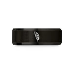 unique wedding bands set – black tungsten feather wedding band