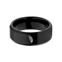 matching tungsten rings set – black tungsten feather wedding band
