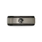custom laser engrave rings – black & silver tungsten sparrow wedding band