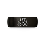 matching couples rings set – black tungsten tractor wedding band