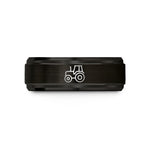 matching couples rings set – black tungsten tractor wedding band