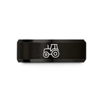 custom engraved rings women – black tungsten tractor wedding band