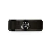 custom engraved rings women – black tungsten tractor wedding band