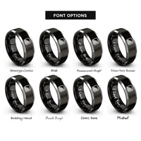 font options for inside engraving on black & gray histogram bars rings