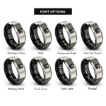 font options for inside engraving on black & gray histogram bars rings