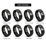 font options for inside engraving on black histogram bars rings