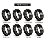 font options for inside engraving on black histogram bars rings