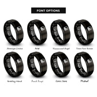 font options for inside engraving on black histogram bars rings