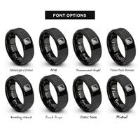 font options for inside engraving on black histogram bars rings