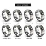 font options for inside engraving on grey histogram bars rings