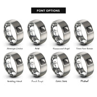font options for inside engraving on grey histogram bars rings