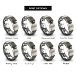 font options for inside engraving on silver histogram bars rings
