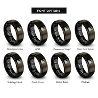 font options for inside engraving on gunmetal & black histogram bars rings