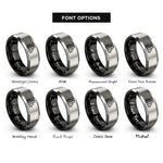 font options for inside engraving on black & grey histogram graph rings
