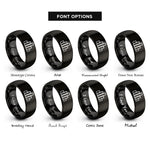 font options for inside engraving on black histogram graph rings