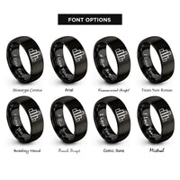 font options for inside engraving on black histogram graph rings