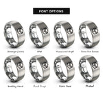 font options for inside engraving on grey hive box rings